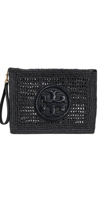 Tory Burch Ella Crochet Pouch Black One Size