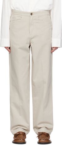 JW Anderson Beige Straight Leg Button Detail Trousers