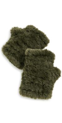 Jocelyn Faux Fur Mandy Mittens Olive One Size