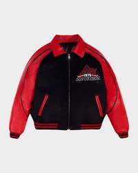 Men's Classic Wool Leather Varsity Jacket