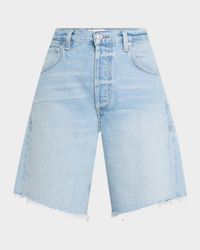 Ayla Frayed Long Denim Shorts