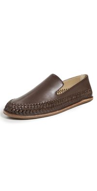 Vince Desmond Woven Leather Slip Ons Nutwood - 200 9
