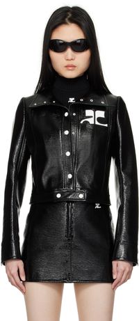 Courrèges Black Reedition Vinyl Jacket