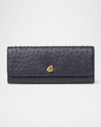 Robbie Ostrich Leather Flap Clutch Bag