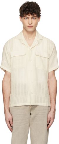 Tonywack Chemise beige en lin à ornements tissés