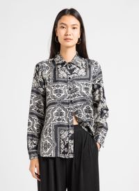 Momoni - Chemise col classique imprimée en soie - Taille 46 - Blanc