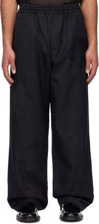 FORMA Pantalon surdimensionné noir à appliqués floraux