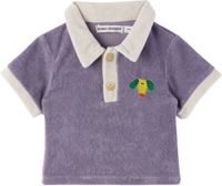 Bobo Choses Bébé | Polo mauve en tissu éponge à image Happy Dog