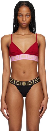 Versace Underwear Soutien-gorge rouge à motif à clé grecque