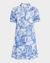 Galea Button-Front Costal Bouquet Mini Dress