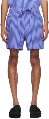 Tekla Blue Drawstring Pyjama Shorts