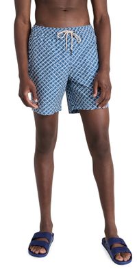 Fair Harbor The Bayberry Swim Trunks 7 Navy Geo S