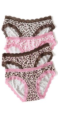 Stripe & Stare Original Knicker Four Pack Panties Liquorice Leopard XS