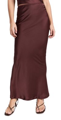Lioness Hudson Satin Maxi Skirt Garnet L