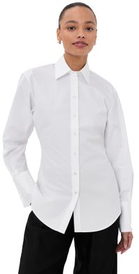 Róhe Double Cuff Shaped Poplin Shirt Optic White 40