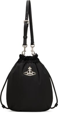 Vivienne Westwood Ensemble de sac et pochette noirs à cordon coulissant
