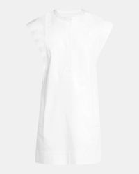 Structured Cap-Sleeve Cotton Sateen Mini Dress