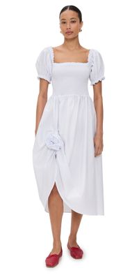 Sleeper Brigitte Cotton Dress with Rose Detail White XL