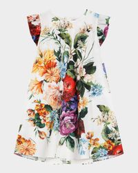 Girl's Multicolor Floral-Print A-Line Dress, Size 4-6