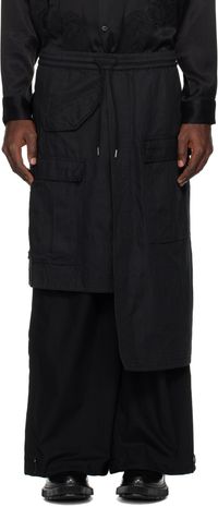 Maharishi Black Asym Hakama Track Cargo Pants
