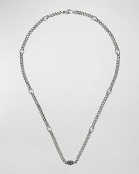 Men's Enameled Interlocking G Sterling Silver Chain Necklace