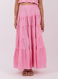 Sundress - Jupe longue froncée à motifs - Taille M - Rose