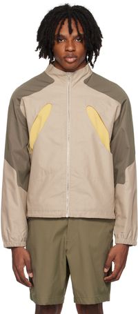 _J.L - A.L_ Blouson de survêtement taupe et beige à panneaux