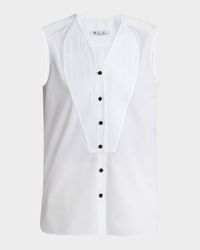 Caylee Sleeveless Poplin Tux Top