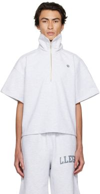 RECTO Polo gris à demi-glissière exclusif à SSENSE