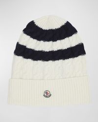Striped Cable-Knit Wool Beanie