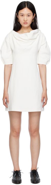 Jil Sander White Cowl Neck Minidress