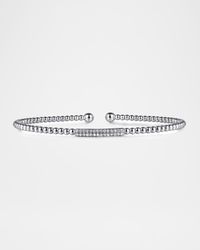 14K White Gold Bujukan Bead Bangle with Diamonds