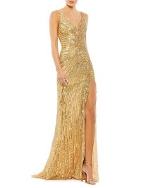 Women's Sleeveless Sequin Gown - Gold - Size 16