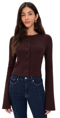 Good American Bell Sleeve Knit Cardigan Bark003 2XL