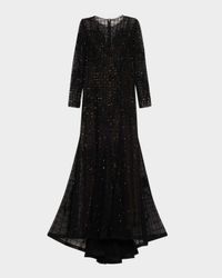 Embellished Long-Sleeve Trumpet Gown
