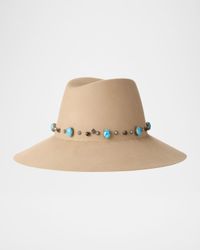 Kate Turquoise & Stone Studded Wool Felt Hat