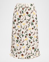 Floral Ruffle Midi Skirt