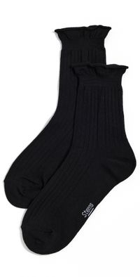Stems Oona Rolled Top Socks 2 Pack Black One Size