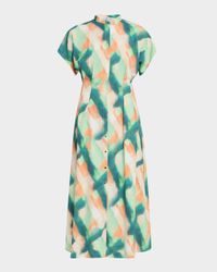 Fit & Flare Crepe De Chine Maxi Shirtdress