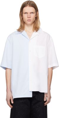 Lanvin Blue & White Bicolor Asymmetric Shirt