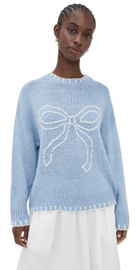 Bailey Rose Bow Sweater Powder Blue L