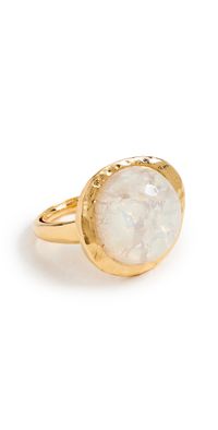 Kenneth Jay Lane Gold Button White Opal Adjustable Ring Gold/White Opal One Size