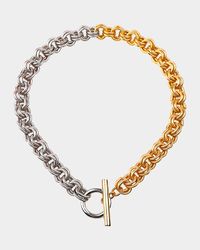 Two-Tone Double Circle Links Necklace