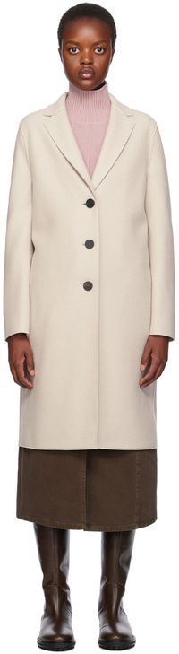 Harris Wharf London Off-White Button Coat