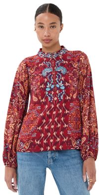 Figue Kit Top Kaleidoscope Paisley Red L