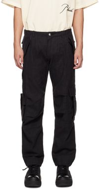 Rhude Pantalon cargo noir à panneaux