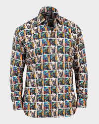 Men's Fibonacci Multicolor Puppy Portrait Sport Shirt