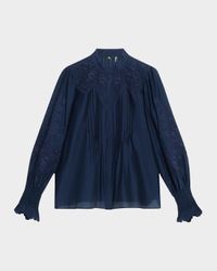 Delta Embroidered Cotton-Silk Blouse