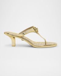 Alia Laminated Rubber Kitten-Heel Sandals