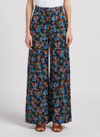 Max&co. - Pantalon large satiné à fleurs - Taille 42 - Multicolore